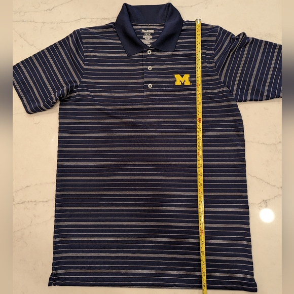 PRO Edge University of Michigan Blue Striped Short Sleeve Golf Polo - Picture 5 of 6